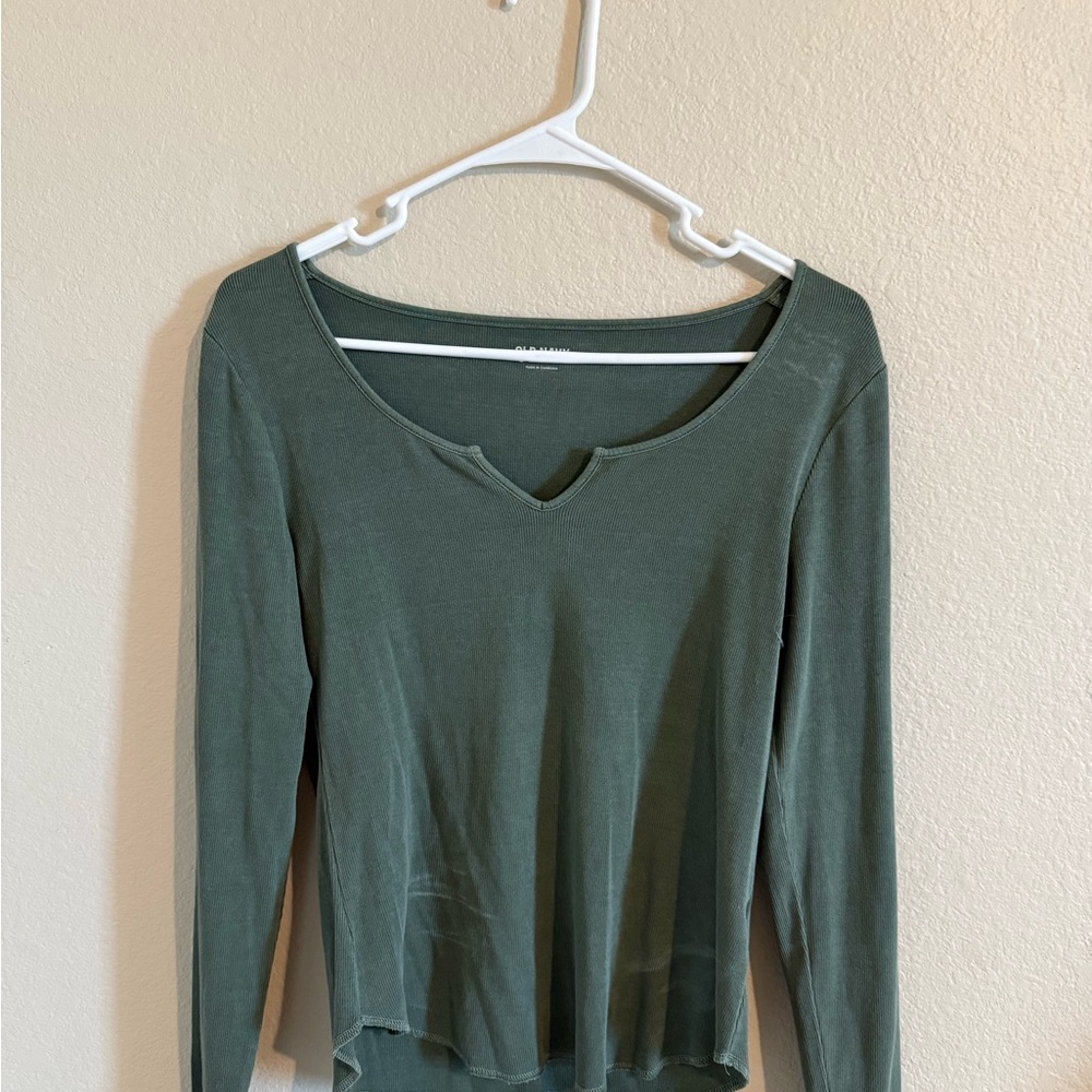 Old Navy Forest Green Long Sleeve Blouse